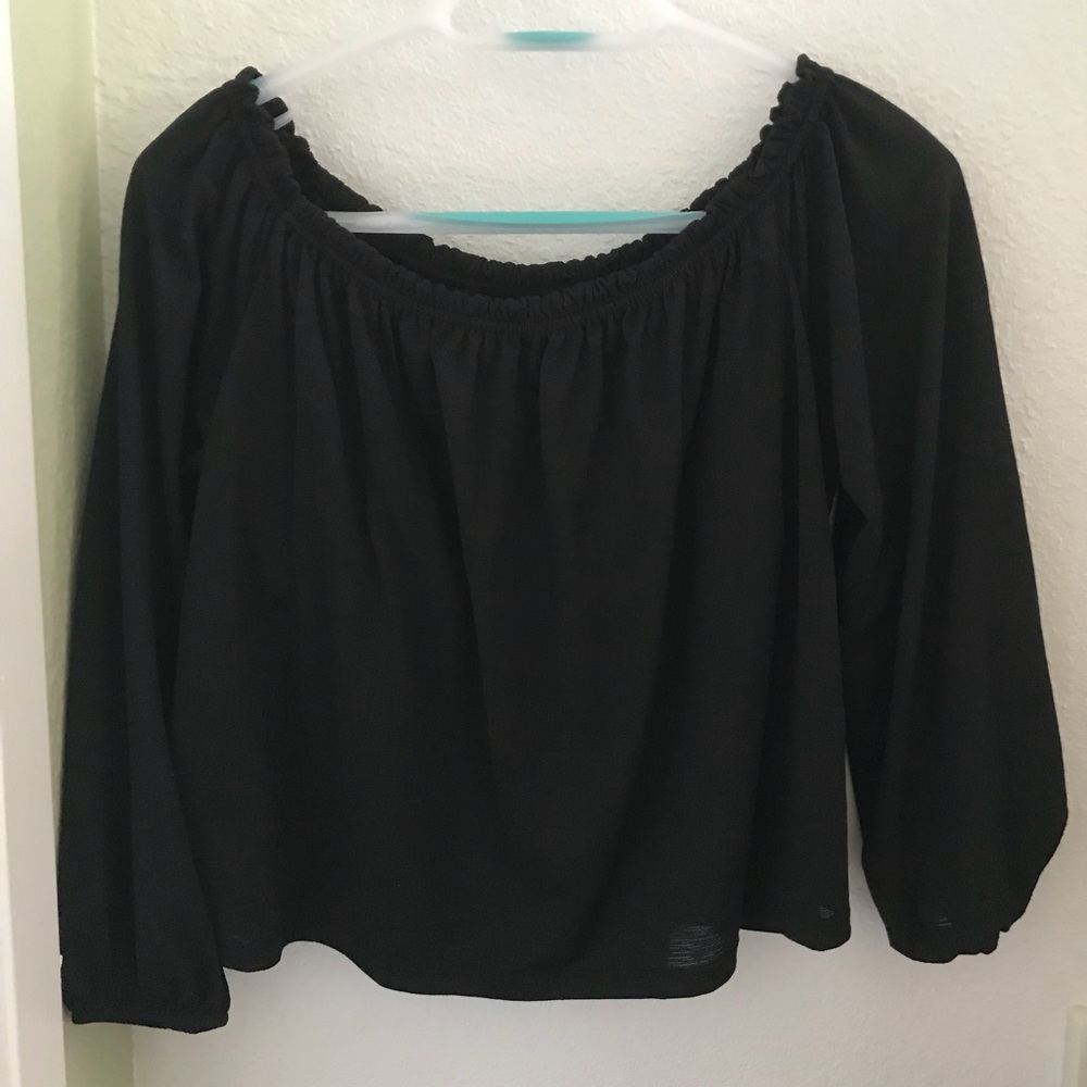 Black off the shoulder blouse